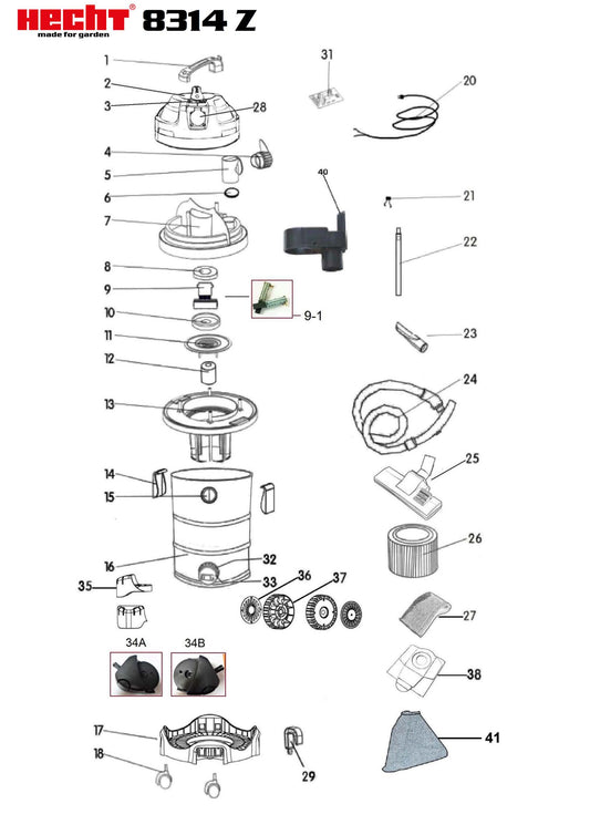 Support de roue  ASPIRATEUR HECHT 8313 Z - 831400035